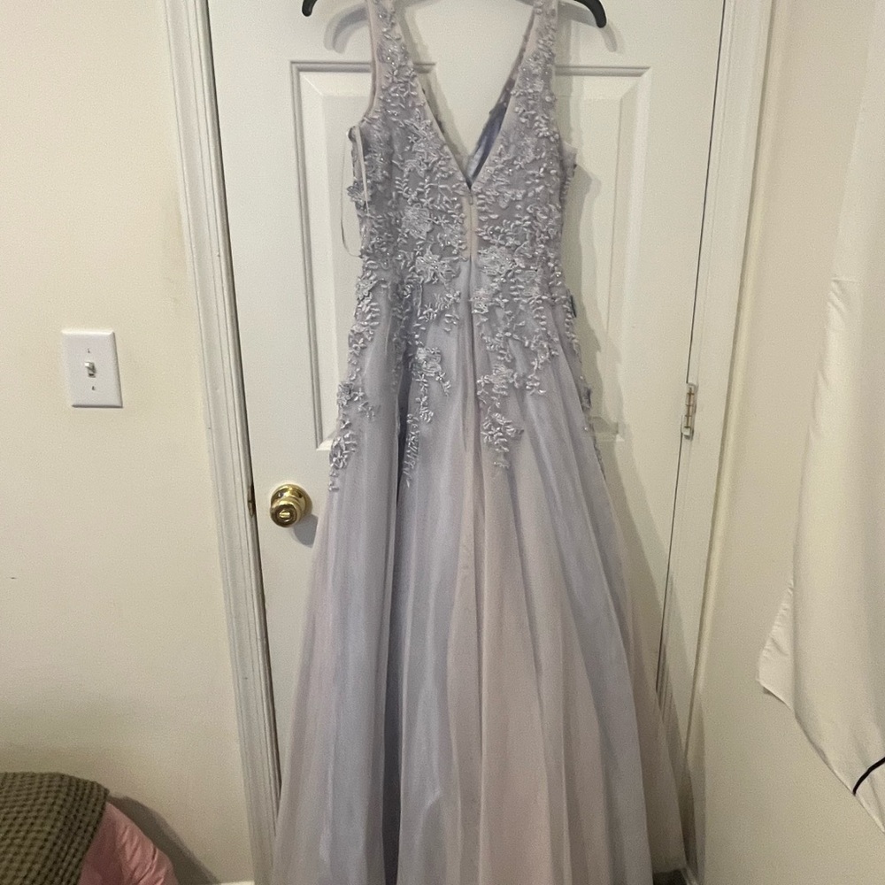 Elegant Lavender Gown with Floral Embellishments